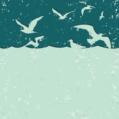 dalgalar, martılar ile banner