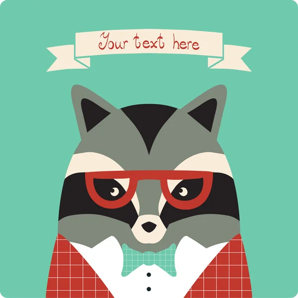 Raccoon card. — Stock Vector