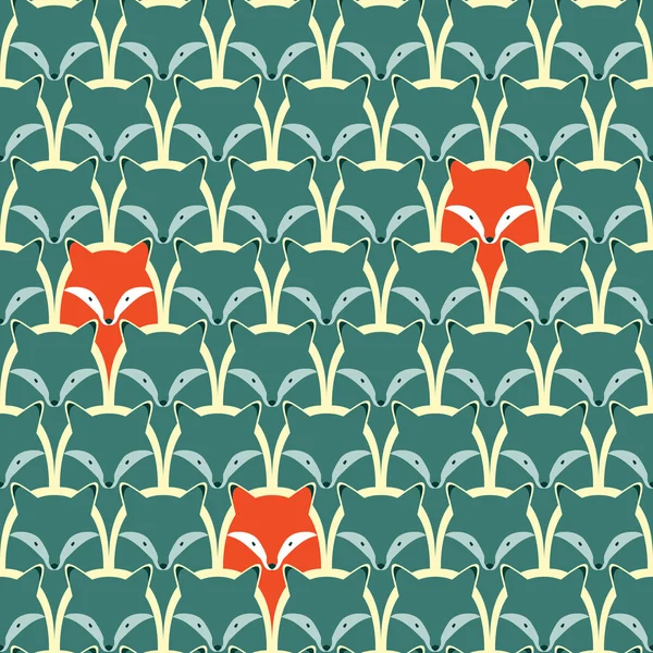 Seamless pattern with fox and wolf — Stock Vector