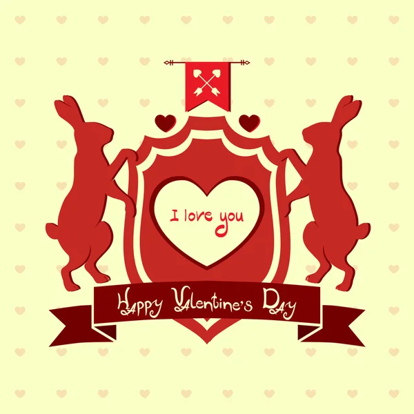 Valentine's Day heraldic crest with animals — Stock Vector