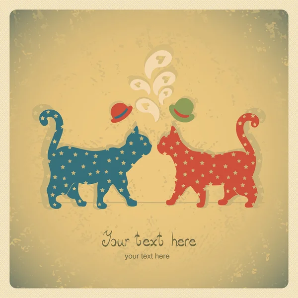 Two cats love card — Stock Vector