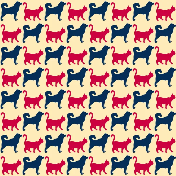 Seamless pattern. Cats and dogs. — Stock Vector