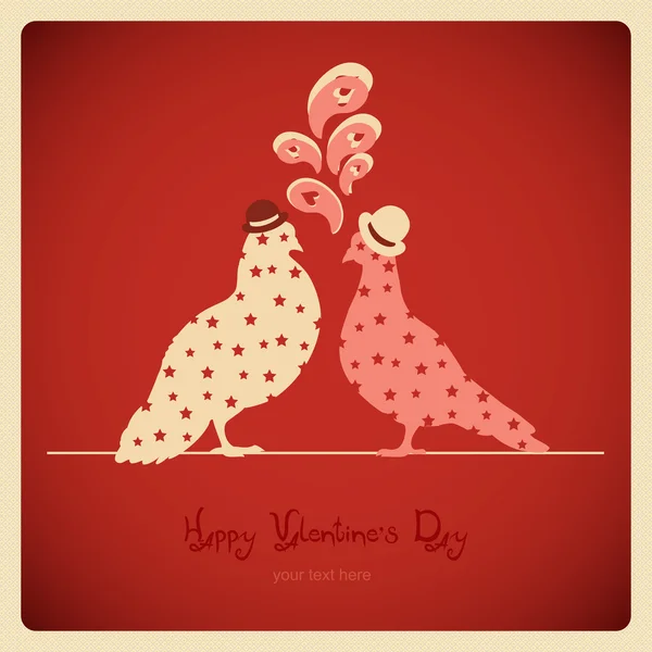 Two pigeons, love card — Stock Vector