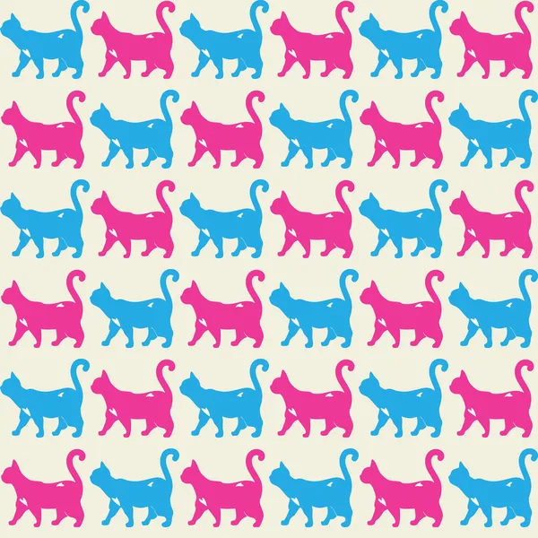 Textura com gatos coloridos com caudas curvas . — Vetor de Stock