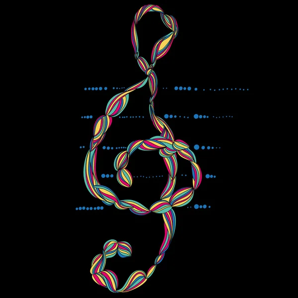 Desain clef treble dengan kurva - Stok Vektor