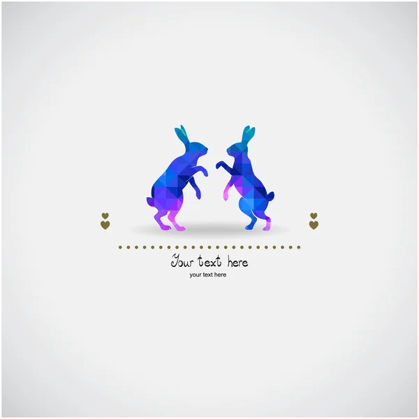 Two hares love silhouettes — Stock Vector