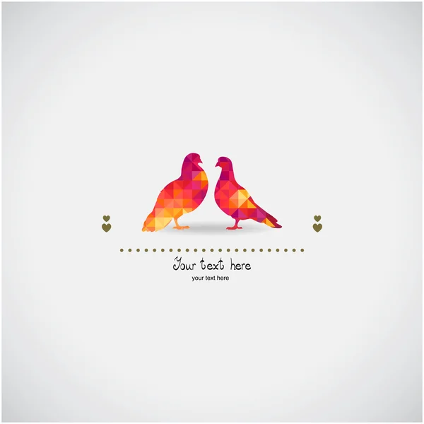 Deux pigeons aiment les silhouettes — Image vectorielle