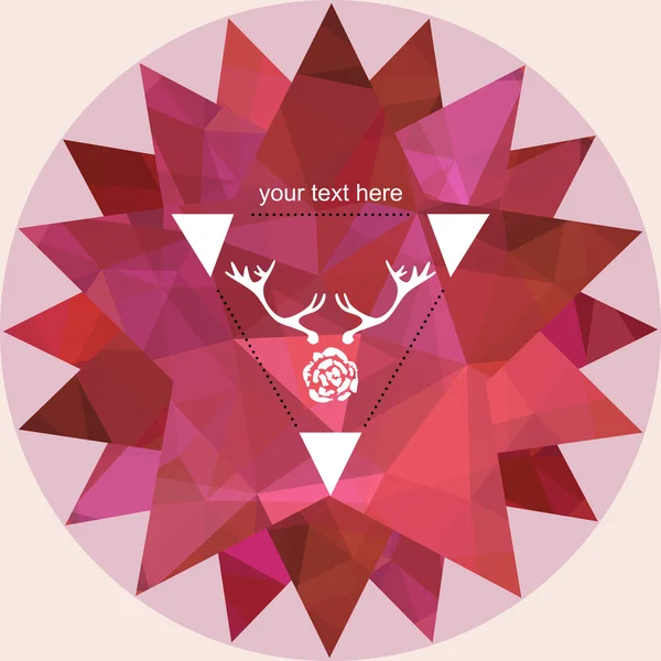 Geometrischer Hintergrund mit Hörnern und einer Rose — Stockvektor