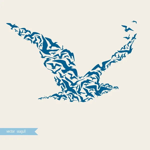 Seagull made of seagulls — Stock Vector