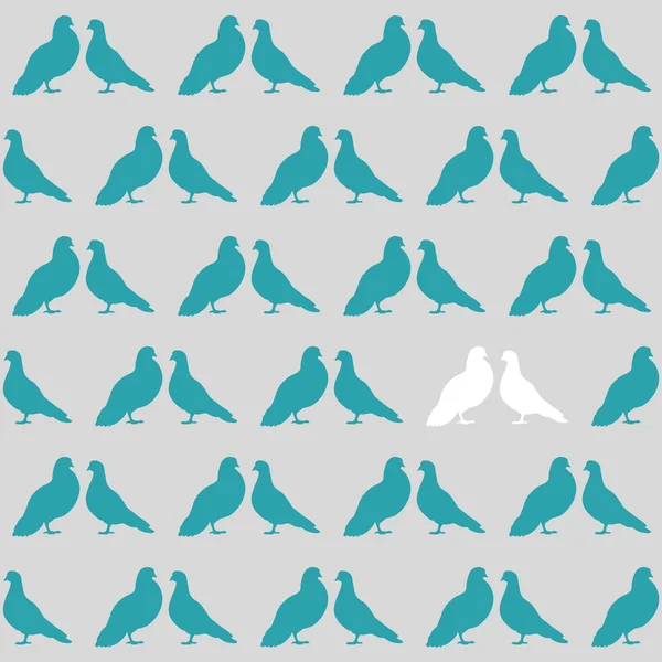 Pigeons seamless pattern. — Stock Vector