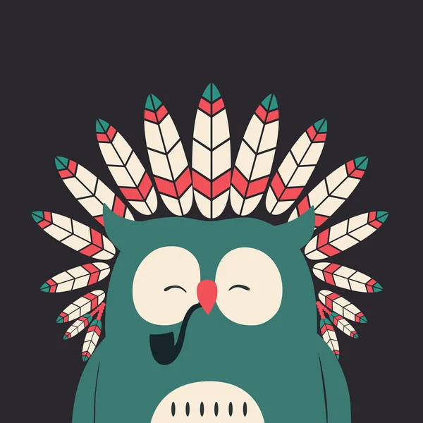 Hibou indien à plumes — Image vectorielle