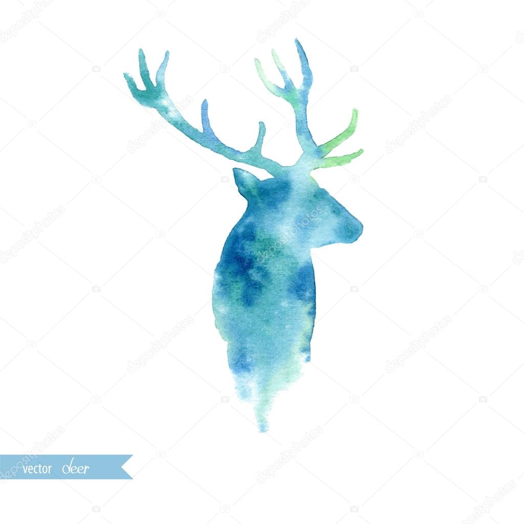 Watercolor deer head
