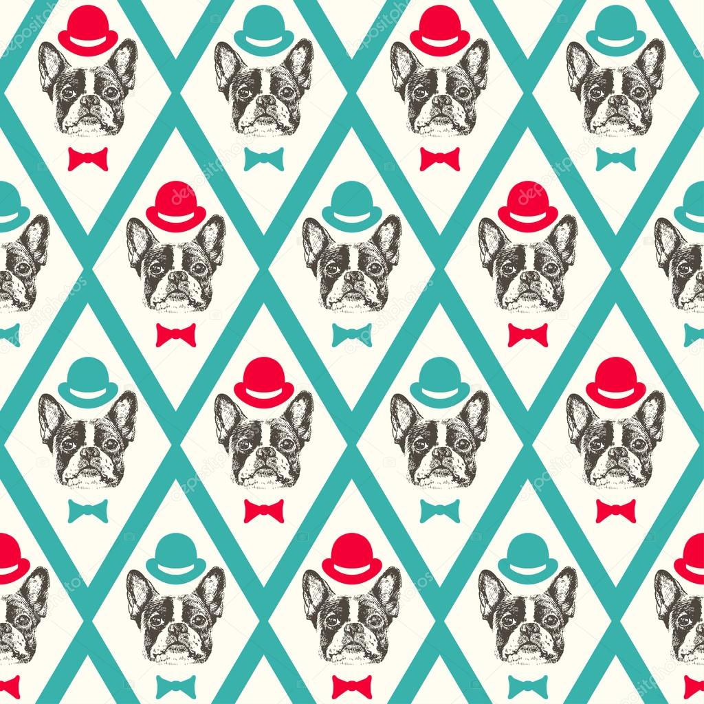 French bulldog seamless pattern