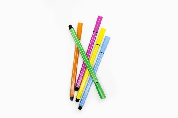 Colored Felt Tip Pens White Background Felt Pens Drawing — Stock Photo, Image