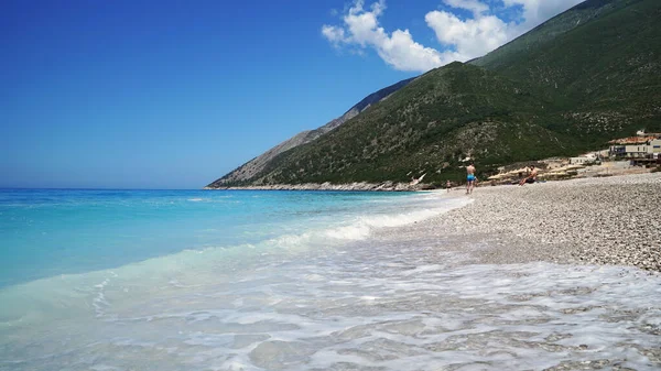 Costa Playa Mar Jónico Detrás Del Paso Llogara Albania —  Fotos de Stock