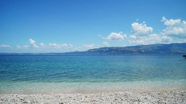 Берег Пляж Іонічне Море Логарою Проходить Албанії — стокове фото
