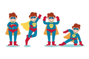 collection super hero kids flat character isolated