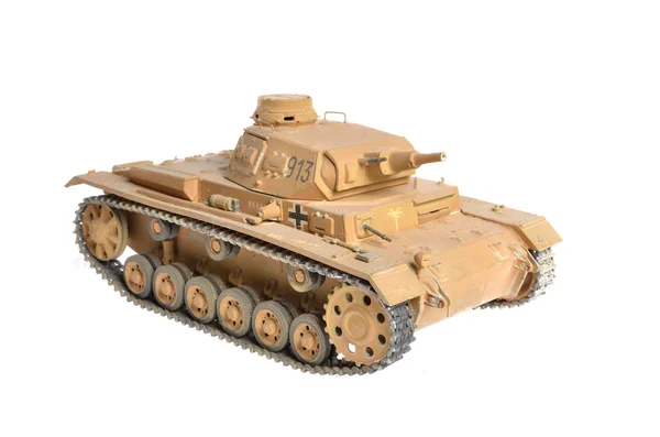 Scale model of a german tank from WWII. African camouflage — Stock Photo, Image