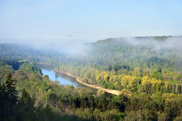 View on Gauja valley in spring in Sigulda, Latvia — Stock Photo, Image