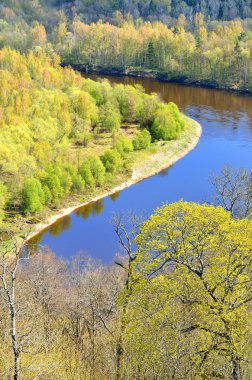 bahar sabahı sigulda, lativa, gauja Nehri