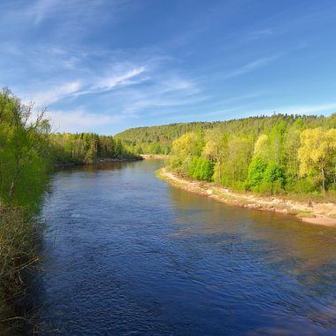 bahar sabahı sigulda, lativa, gauja Nehri