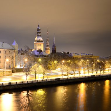gece kış sahne Riga, Letonya