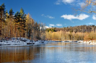 gauja Nehri vadisinde kış manzarası. Sigulda, Letonya