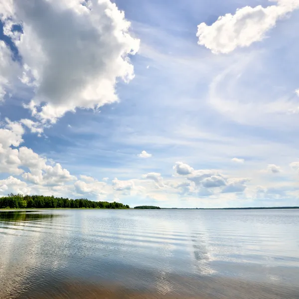 Lago na floresta com reflexão — Fotografia de Stock