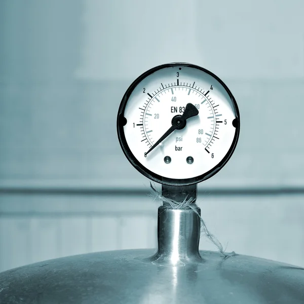 Industrial thermometer on a water boiler — Stock Photo, Image