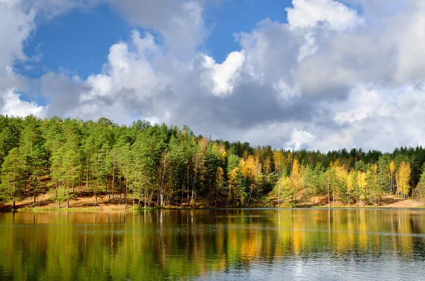 Озерный пейзаж во время осеннего сезона — стоковое фото