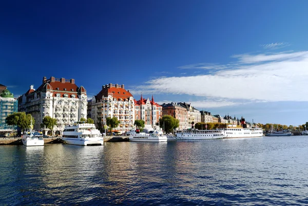 Wide view on the harbor part of Stockholm city. Sweden — Stock Photo, Image