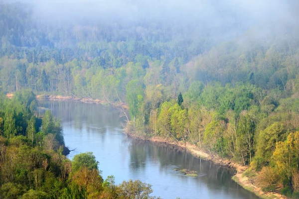 View on Gauja valley in spring in Sigulda, Latvia — Stock Photo, Image