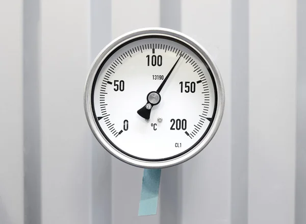 Industrial thermometer in boiler room — Stock Photo, Image