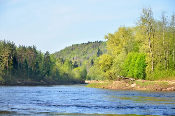 Bahar sabahı sigulda, lativa, gauja Nehri — Stok fotoğraf