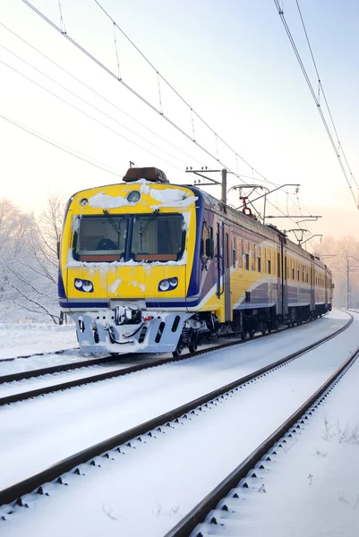 Поезд зимой — стоковое фото