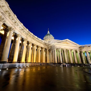 gece Kazan Katedrali veya kazanskiy kafedralniy sobor saint Petersburg