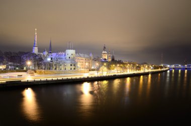 gece kış sahne Riga, Letonya