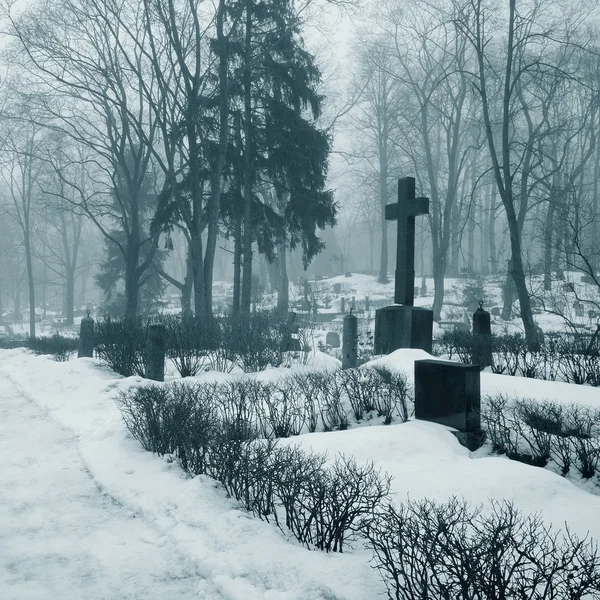 Nebbia al cimitero — Foto Stock