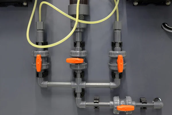 New plastic pipes in industrial boiler room — Stock Photo, Image