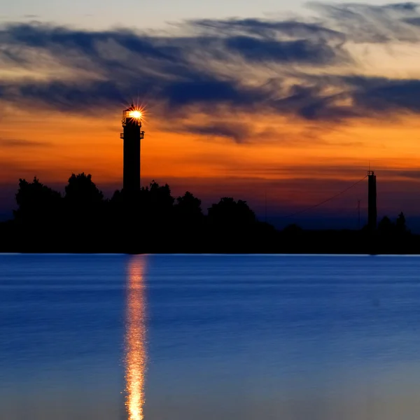 A lighthouse shining at late evening. Riga, Latvia — Stock Photo, Image