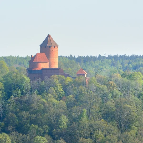 Vista sobre el castillo de Turaida y el valle de Gauja en primavera en Sigulda, Letonia — Foto de Stock