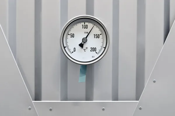 Industrial thermometer in boiler room — Stock Photo, Image