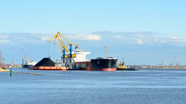 Kargo gemisi kömür kargo Terminali'nde yükleniyor — Stok fotoğraf