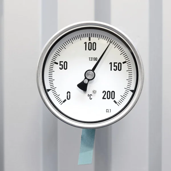 Industrial thermometer in boiler room — Stock Photo, Image