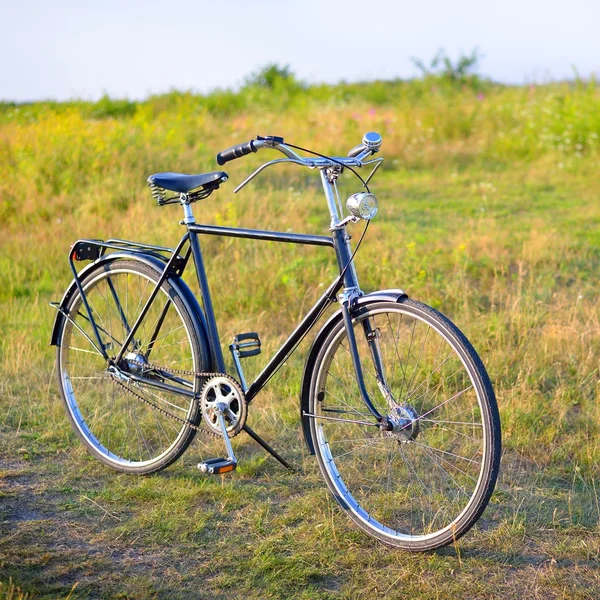 Old dutch retro bicycle on the field of flowers — Stock Photo, Image