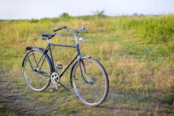 Old dutch retro bicycle on the field of flowers — Stock Photo, Image