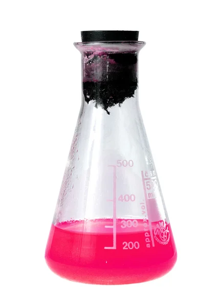 Laboratory flask with pink liquid — Stock Photo, Image