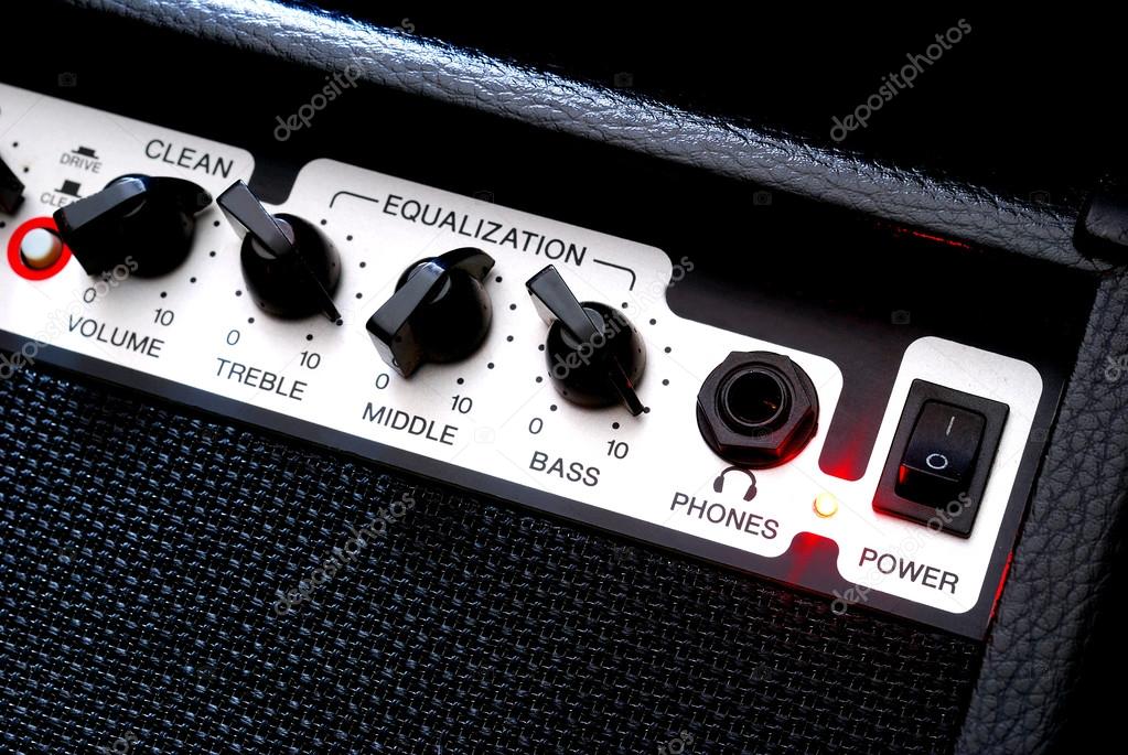 Guitar music amplifier close-up