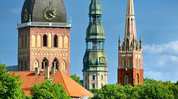 Latvian church towers in Riga — Stock Photo, Image