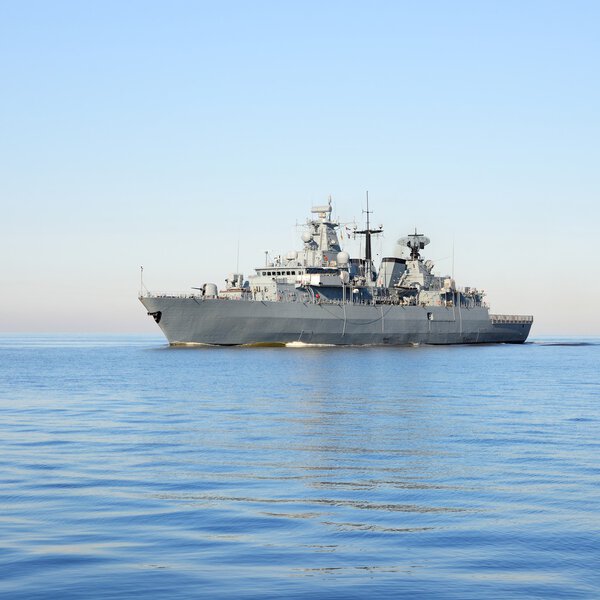 Grey modern warship